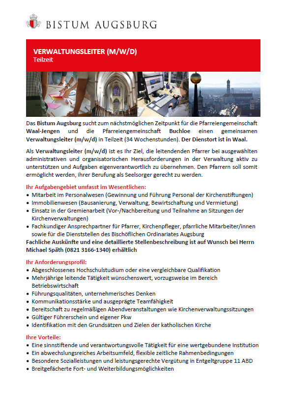 Stellenausschreibung Verwaltungsleiter