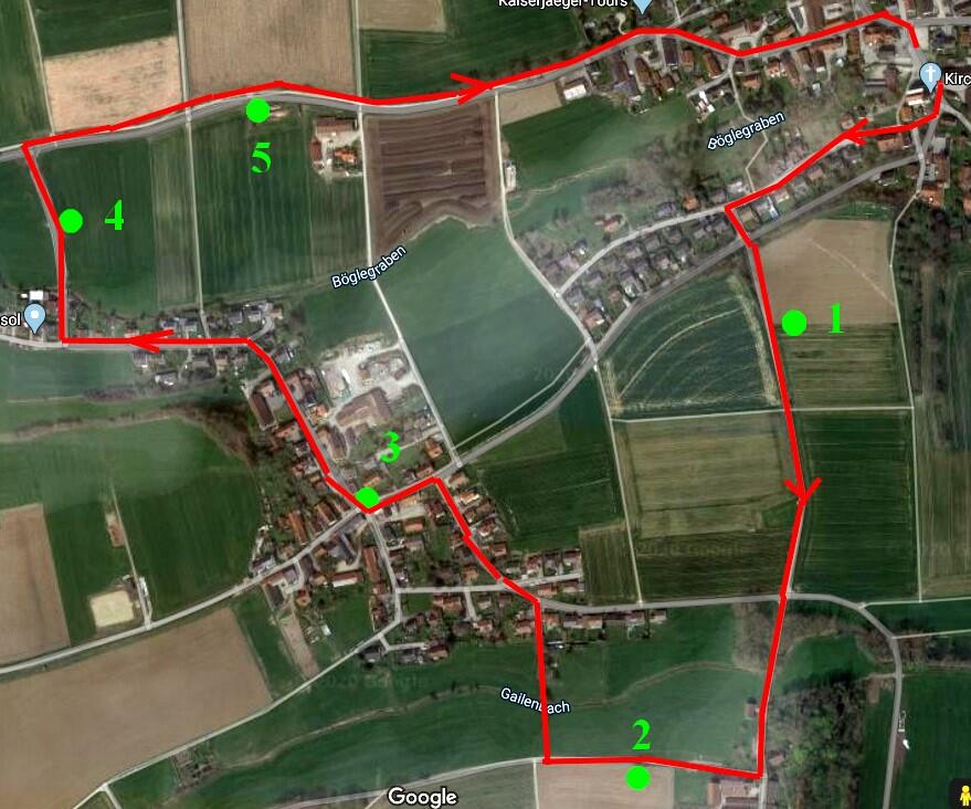 Strecke Flurumgang mit Wegstationen