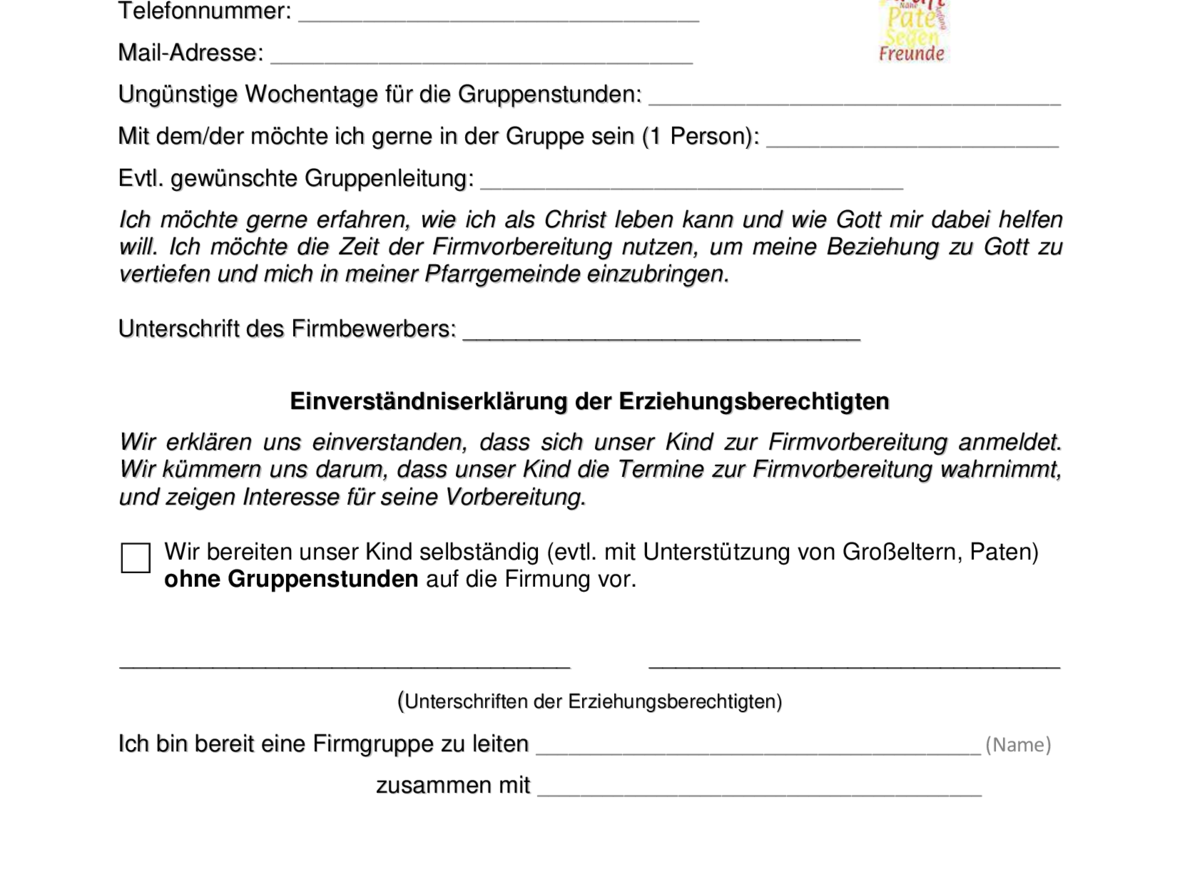 Anmeldung Firm-Vorbereitung 2025-26 zum Ausdrucken