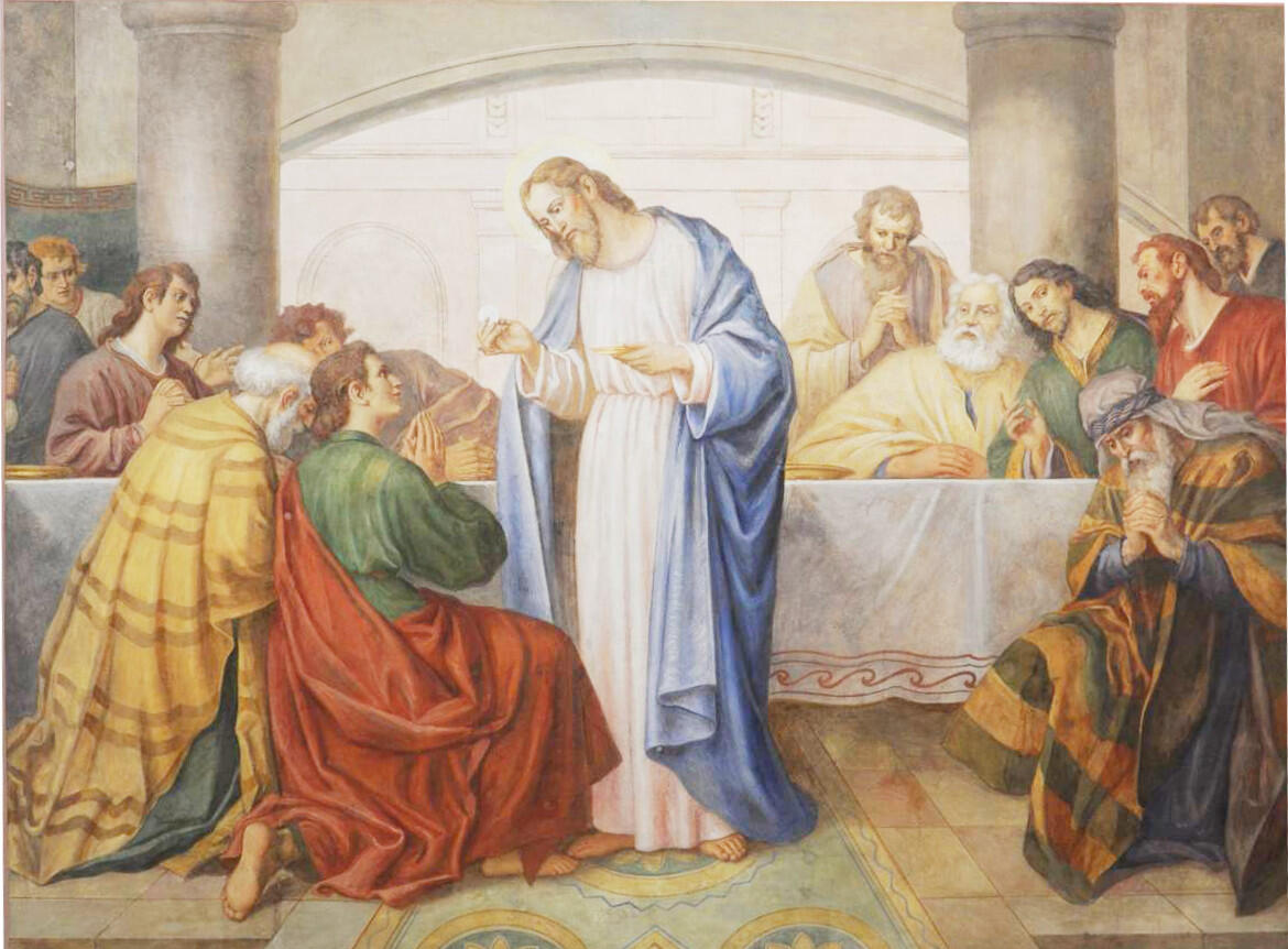 Deckengemälde in Maria Himmelfahrt Bachhagel: Abendmahl Jesu